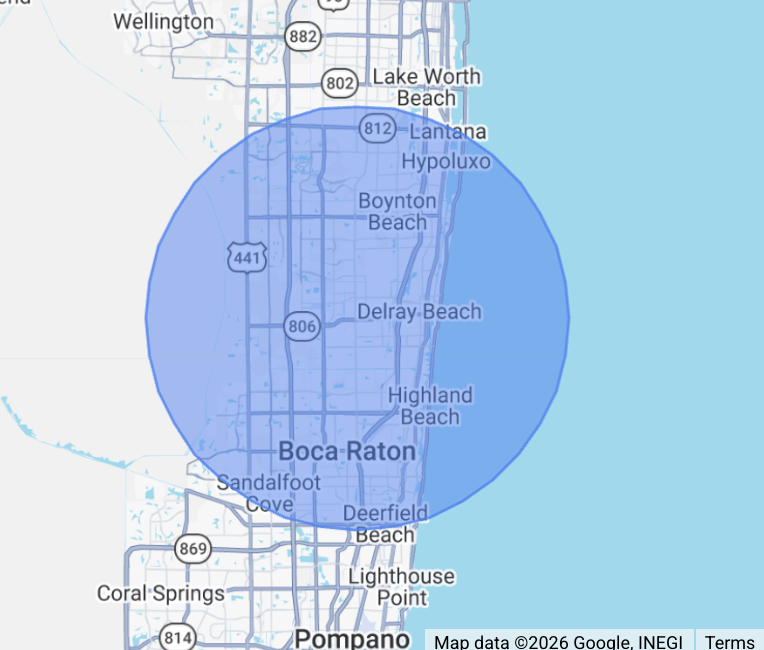 Map of West Ave Animal Hospital's house call service area